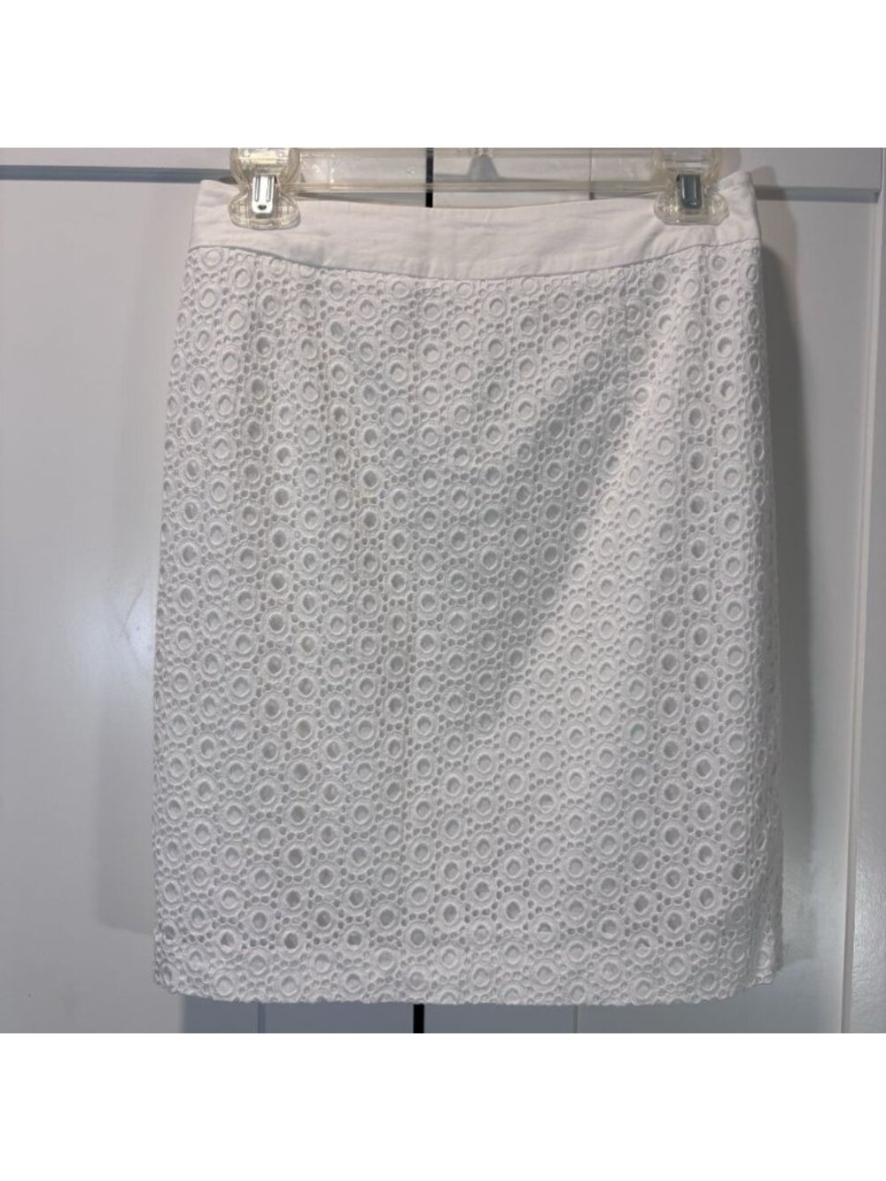 Calvin Klein Cotton White Eyelet Summer Skirt Women’s Size 28” Waist Lined
